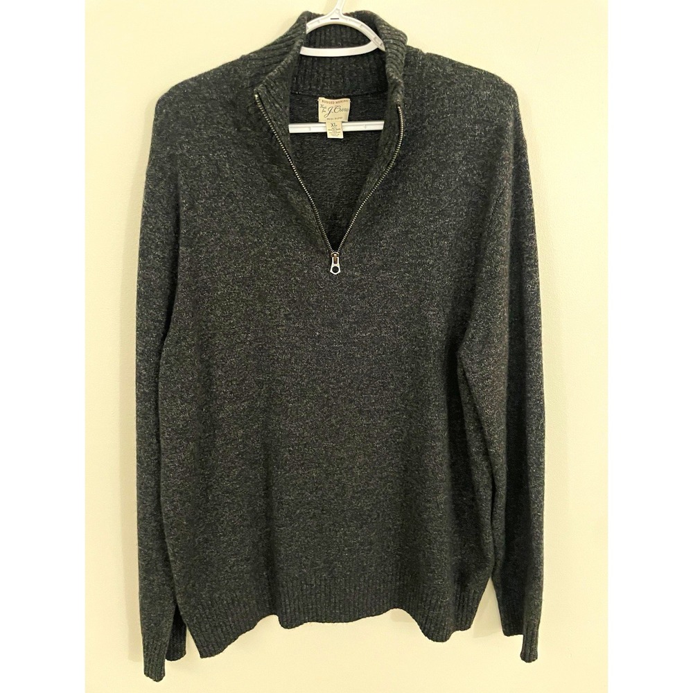 J.Crew Rugged Merino Wool Blend 1/4 Zip Pullover Sweater Grey Men's XL